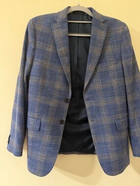 Michael Kors Blue Plaid Sport Coat with Tan Windowpane